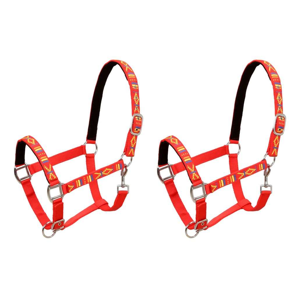 Head Collars 2 pcs for Horse Nylon Size Full Red